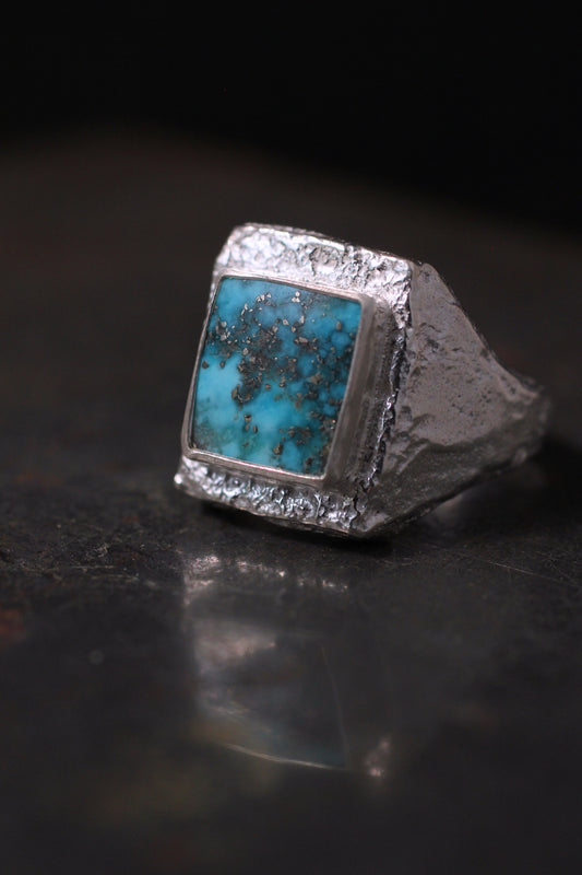 Morenci Turquoise | Pyrite in Turquoise | 950 silver | size