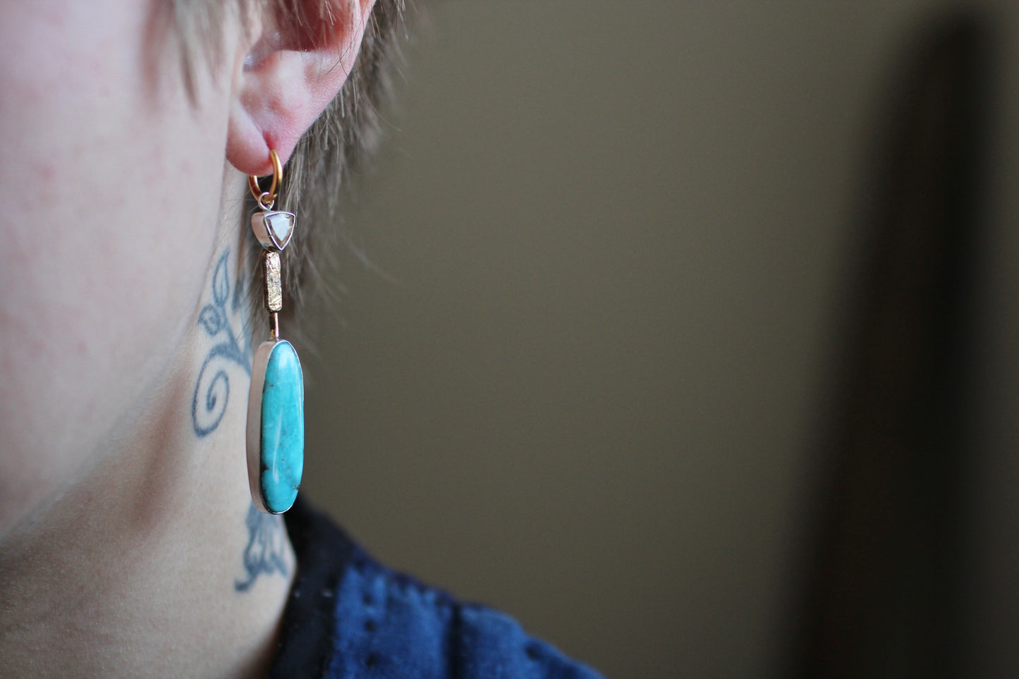 Sunstone and Campitos Turquoise Earrings
