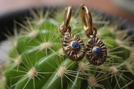 Sand Casted Earrings #5 | Azumalachite