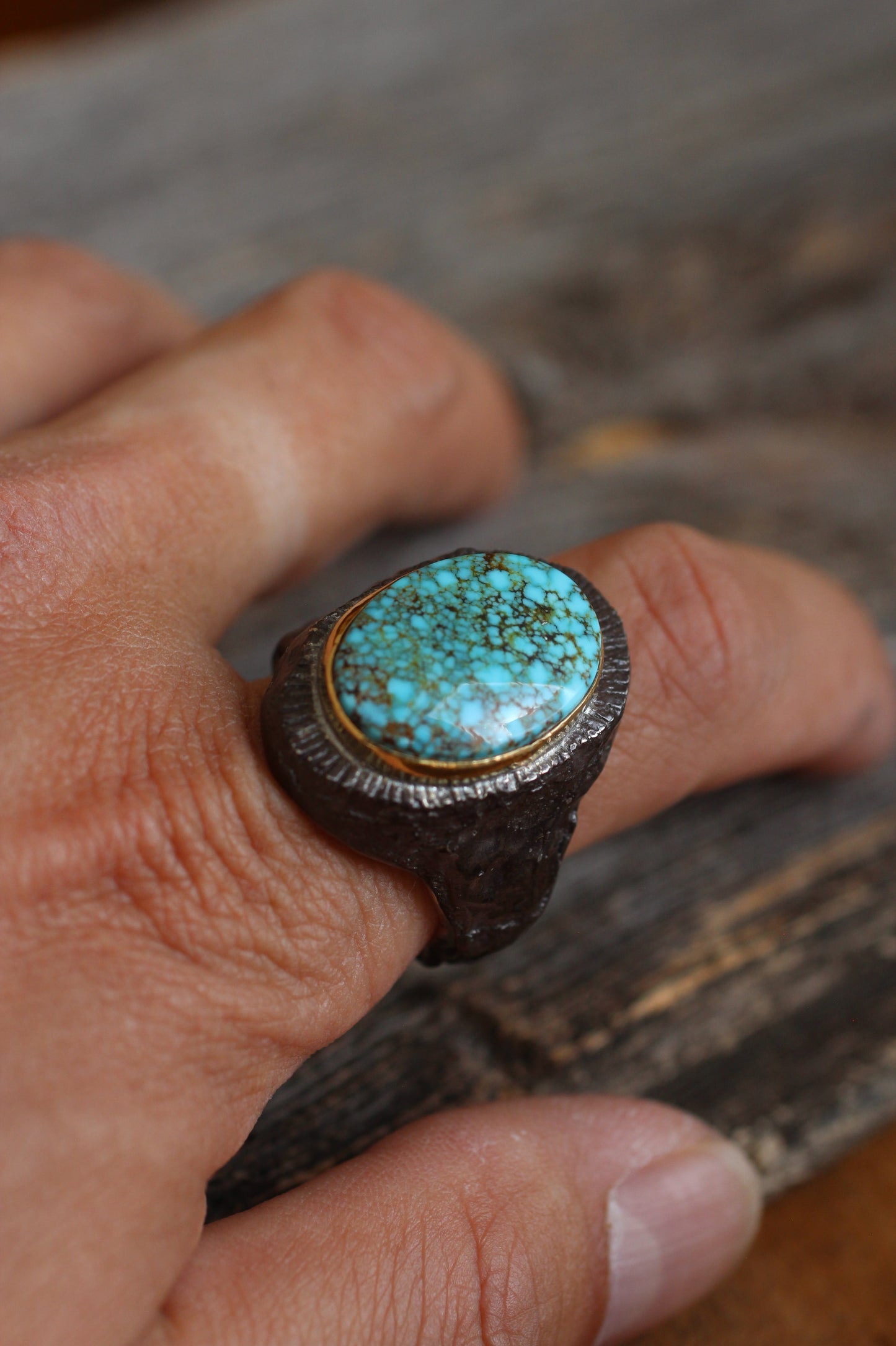Melt 1 Series Black & 18k Gold #3 | Kingman Turquoise (natural)