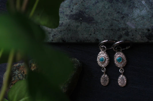 Sand Casted Earrings #6 | Turquoise