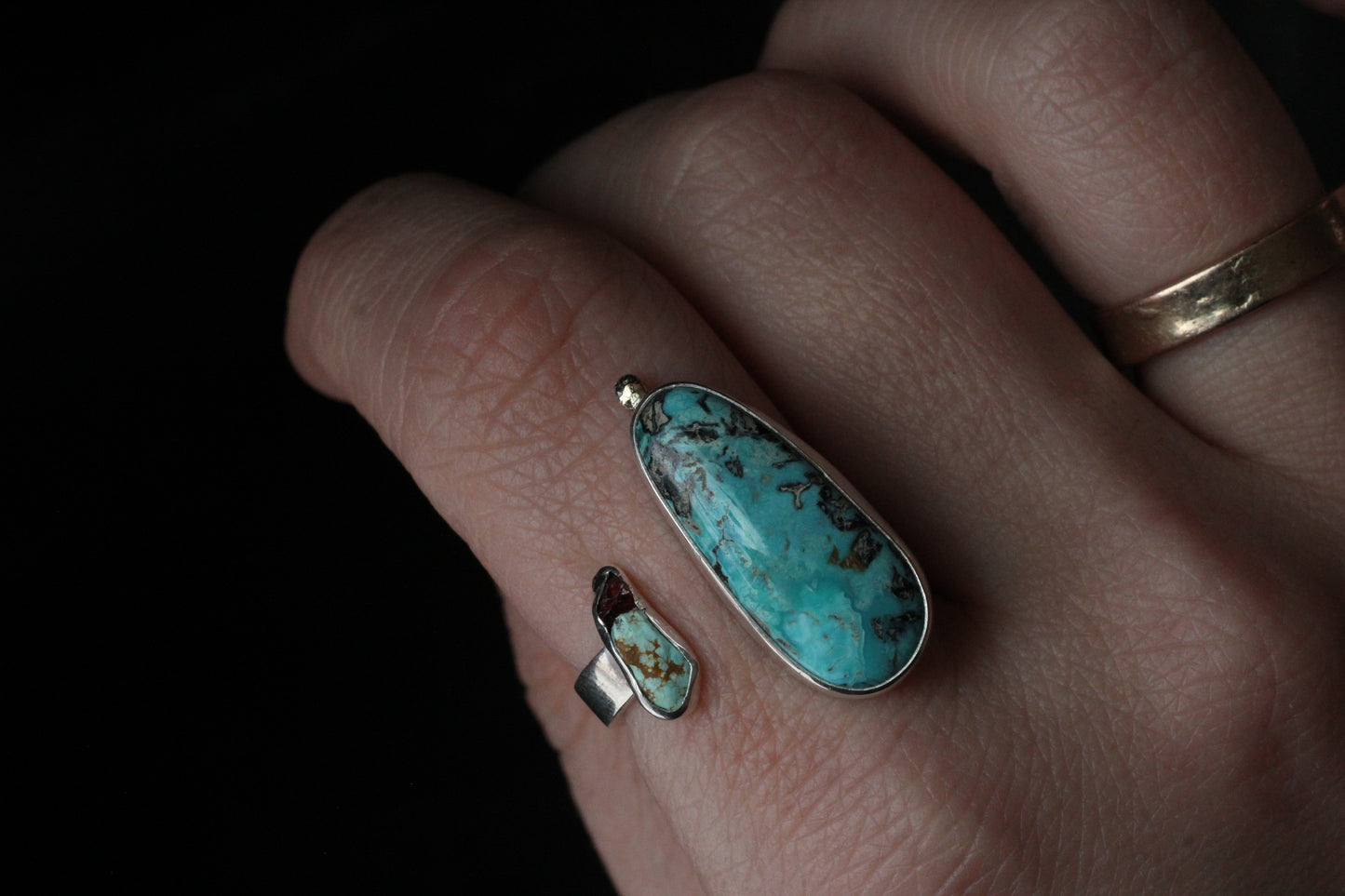 Turquoise and Garnet Ring