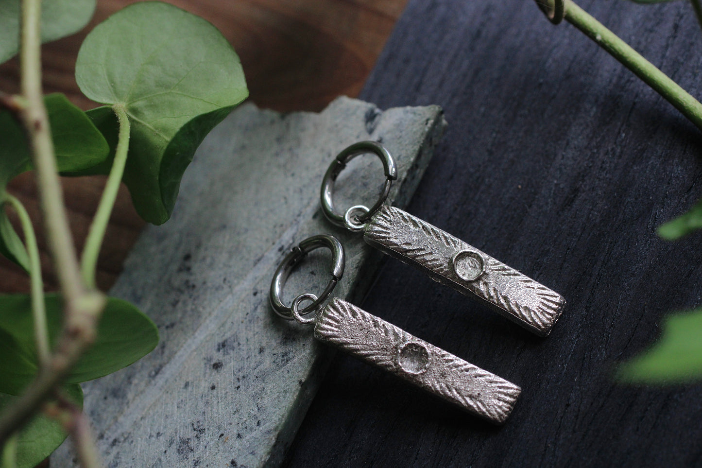 Sand Casted Earrings #2 | Silver