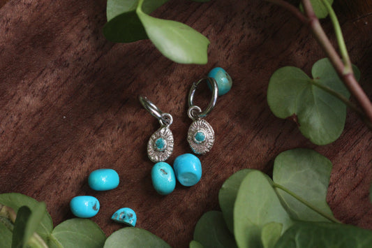Sand Casted Earrings #7 | Turquoise