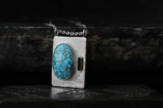 Natural Kingman & Indigolite Tourmaline Pendant