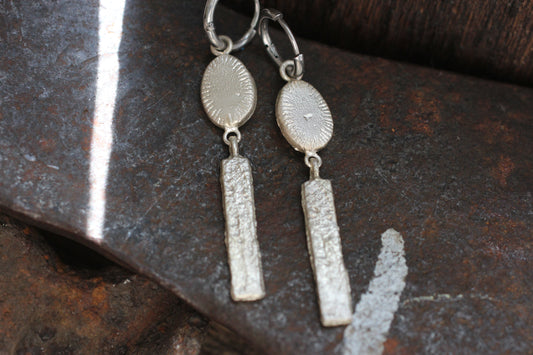 Sand Casted Earrings #9 | Silver
