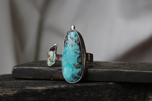 Turquoise and Garnet Ring