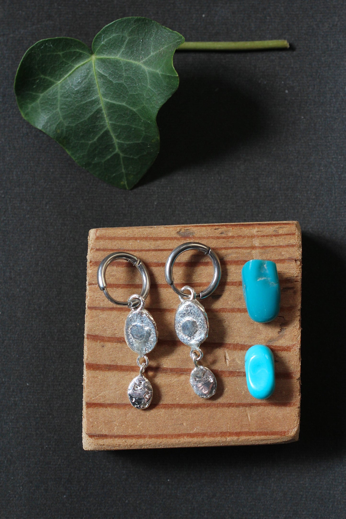 Sand Casted Earrings #6 | Turquoise
