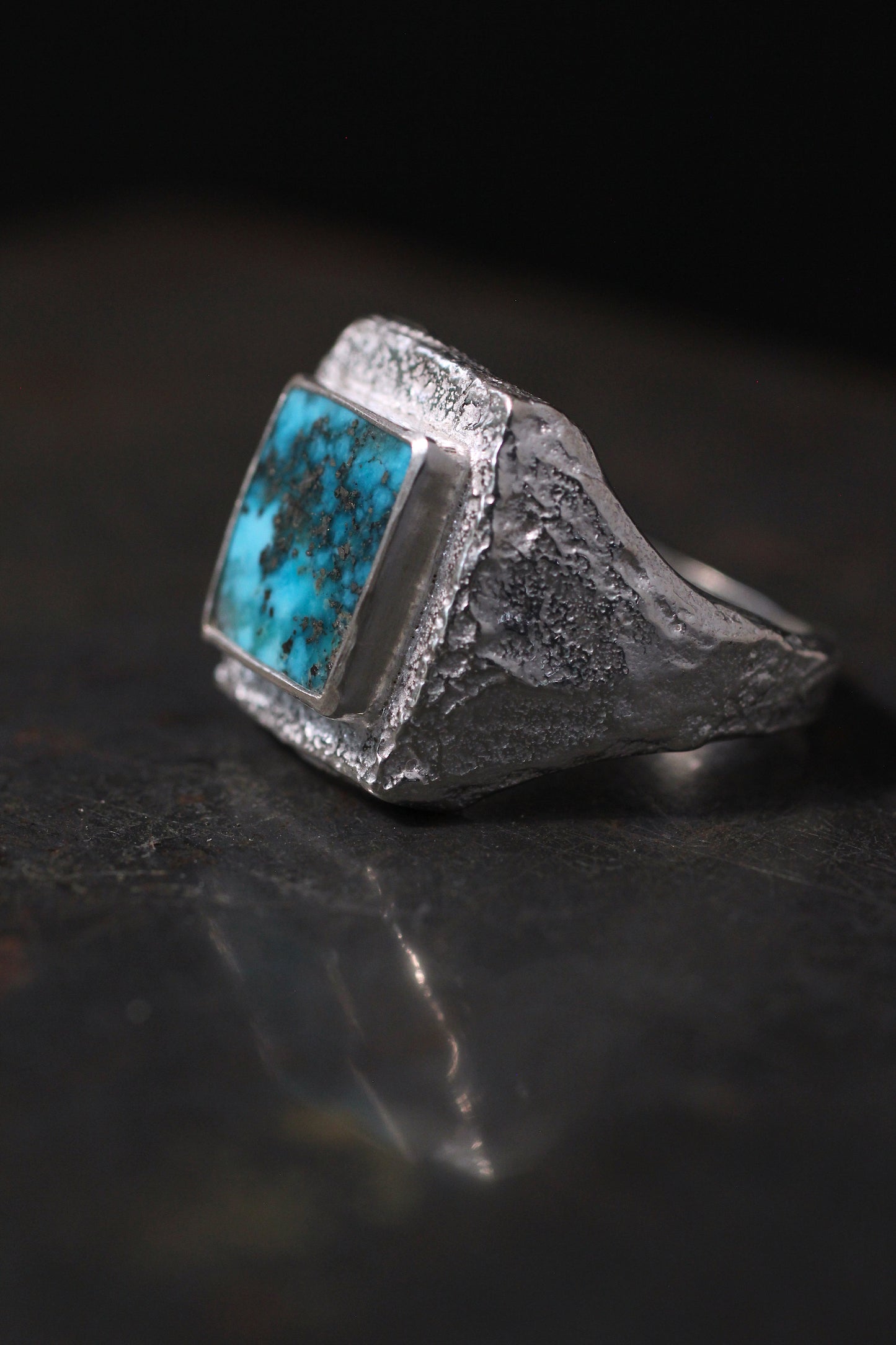 Morenci Turquoise | Pyrite in Turquoise | 950 silver | size