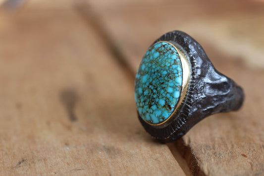 Melt 1 Series Black & 18k Gold #3 | Kingman Turquoise (natural)