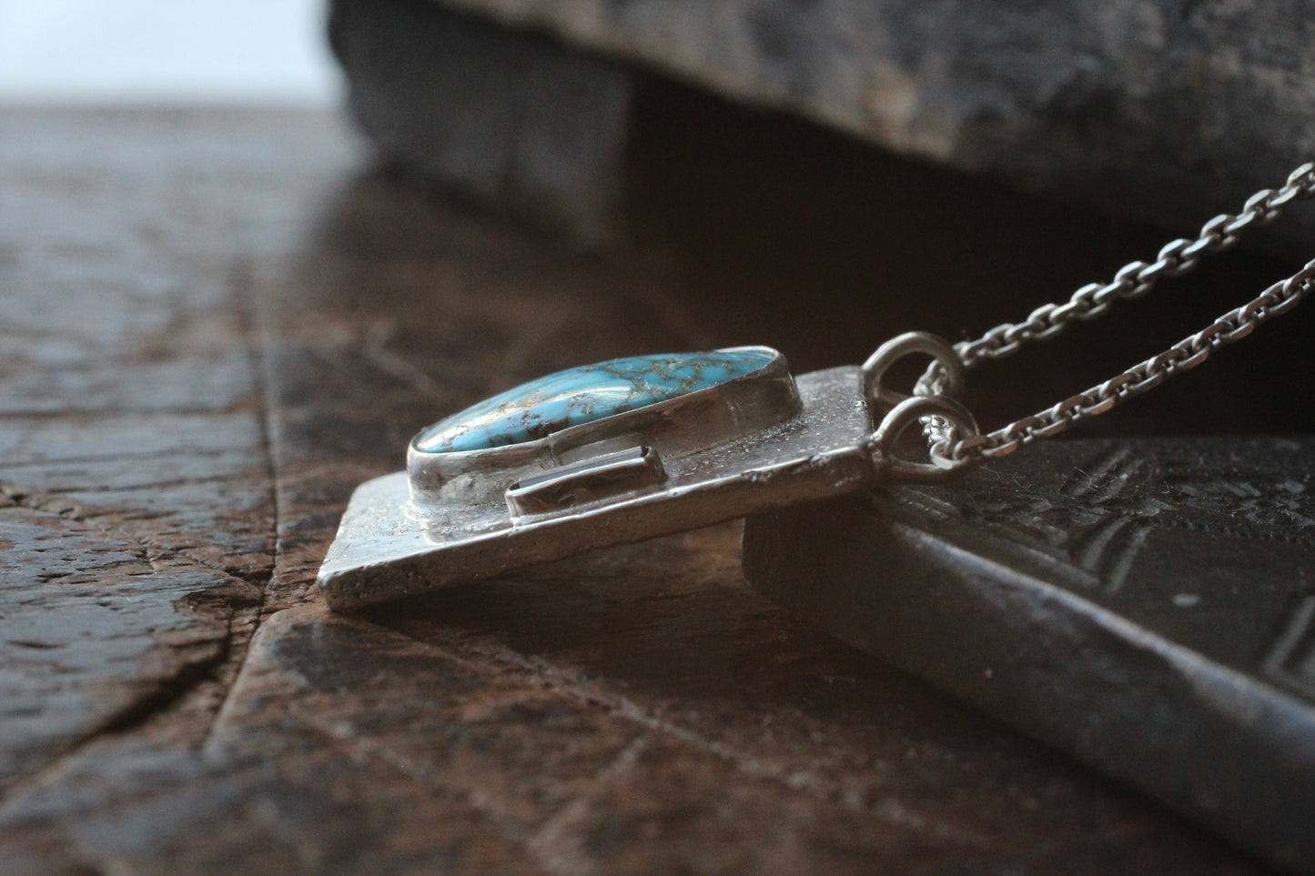 Natural Kingman & Indigolite Tourmaline Pendant