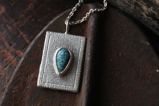 Kingman Black Web Turquoise Pendant