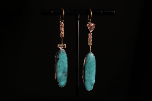 Sunstone and Campitos Turquoise Earrings