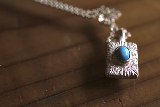 Golden hill Turquoise | sand casted | silver950 necklace