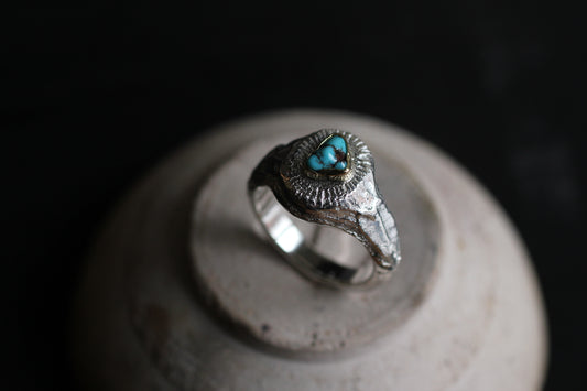 Melt Sun series | Apach Blue Turquoise | 18K Gold bezel & Silver950