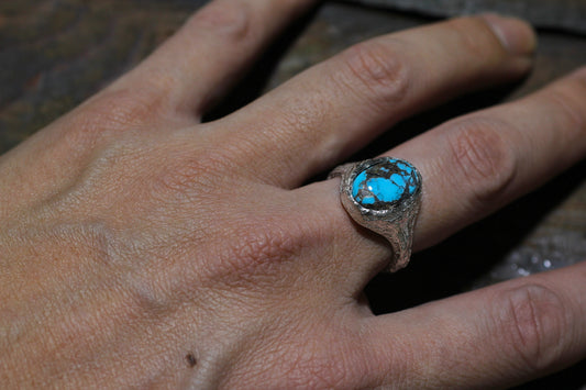 Melt 1 Ring | Sierra Nevada Turquoise | 900 coin style silver