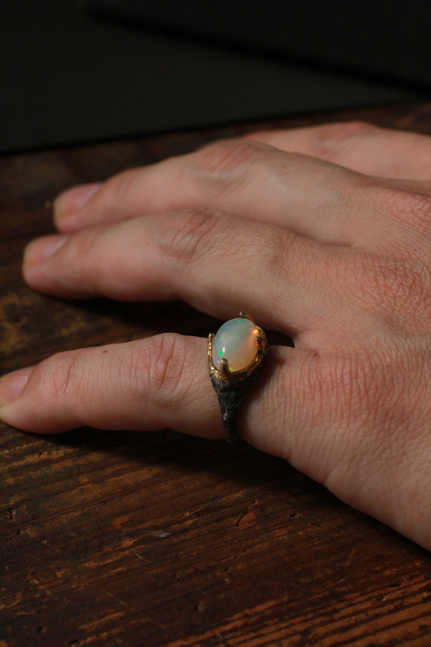 Candle stone creation | Black and Gold | silver and 18KGP