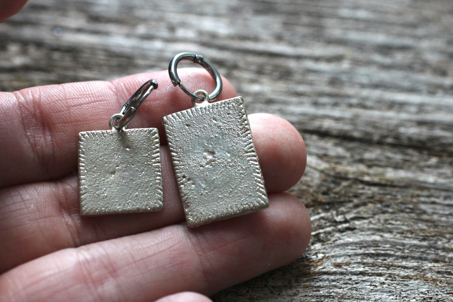 Sand Casted Earrings #10 | Silver