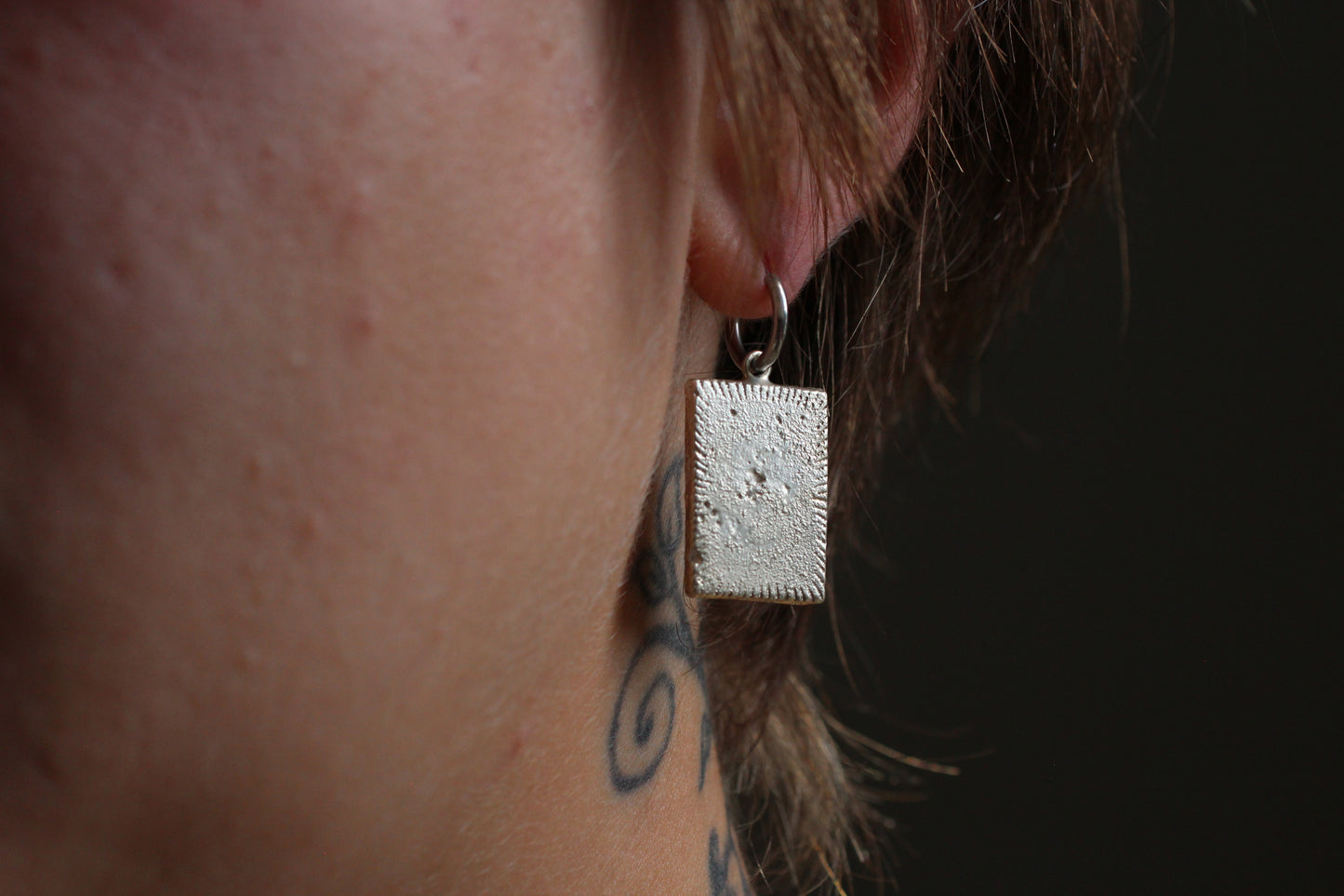 Sand Casted Earrings #10 | Silver