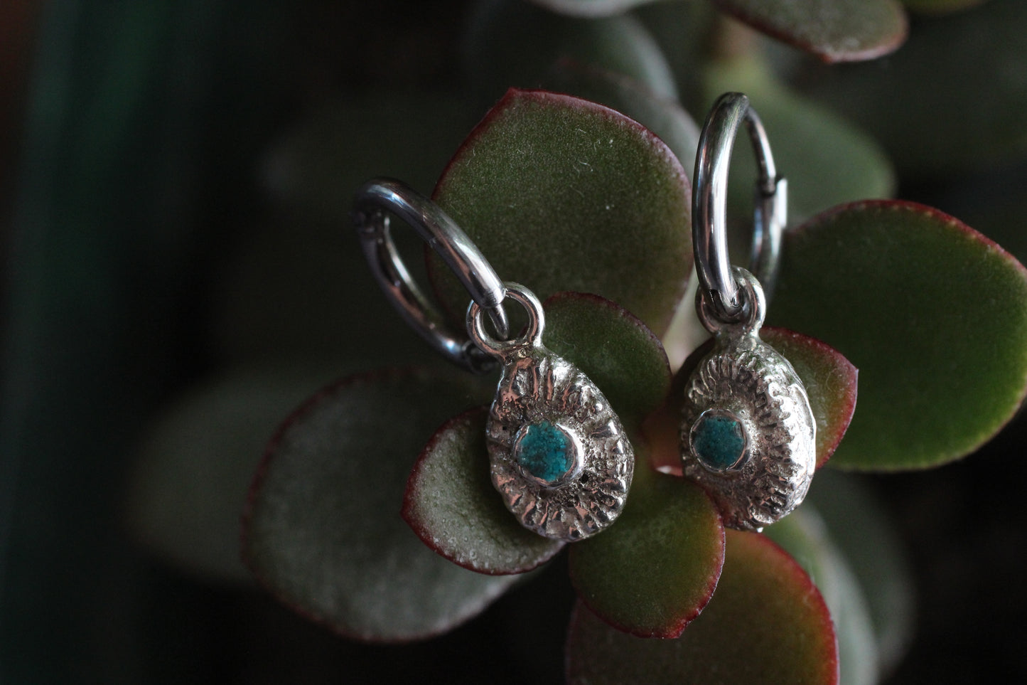 Sand Casted Earrings #7 | Turquoise