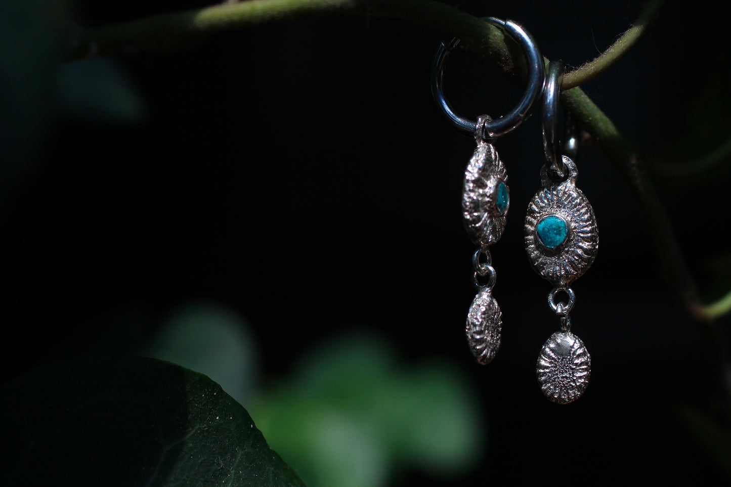 Sand Casted Earrings #6 | Turquoise