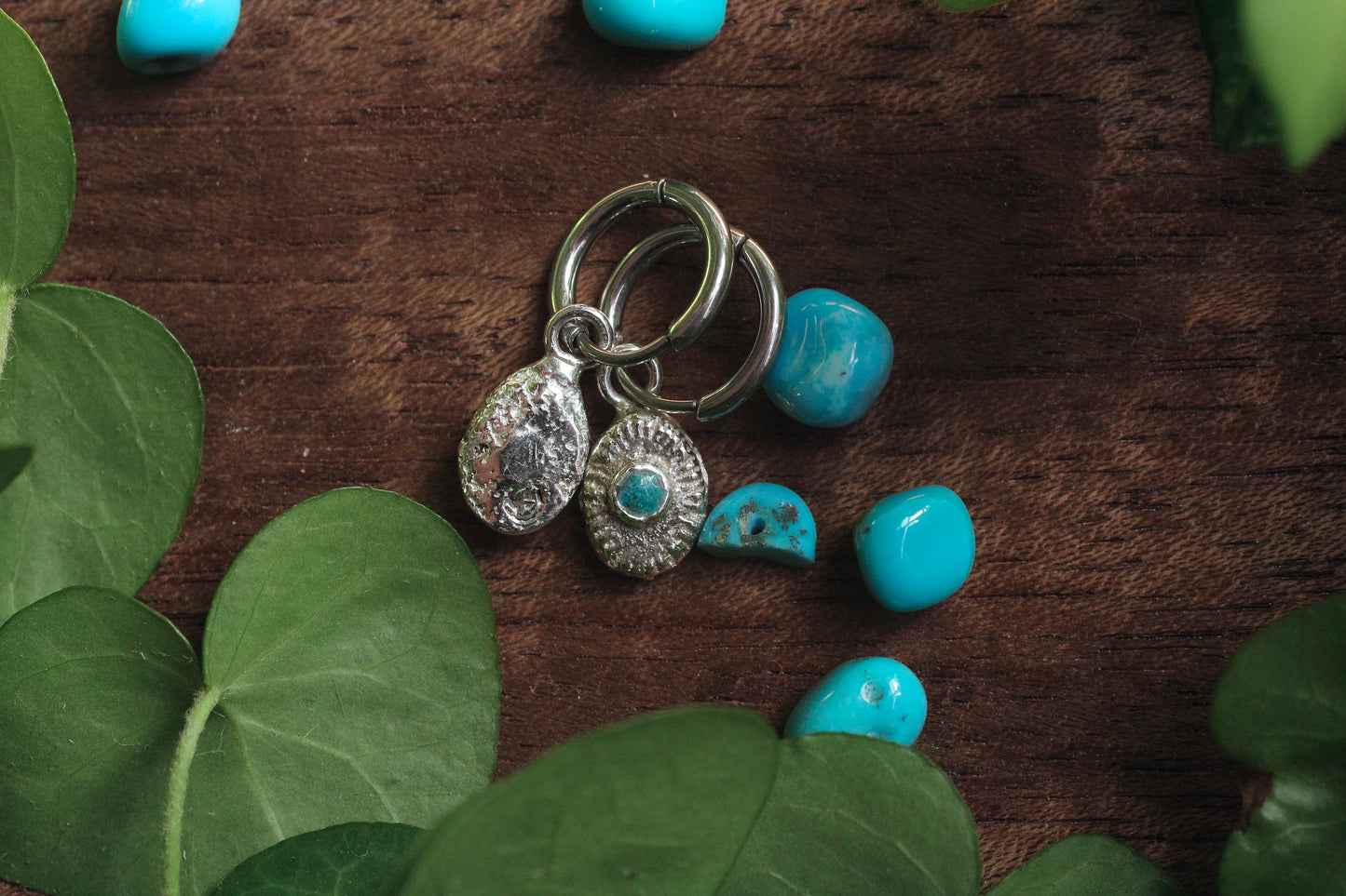 Sand Casted Earrings #7 | Turquoise