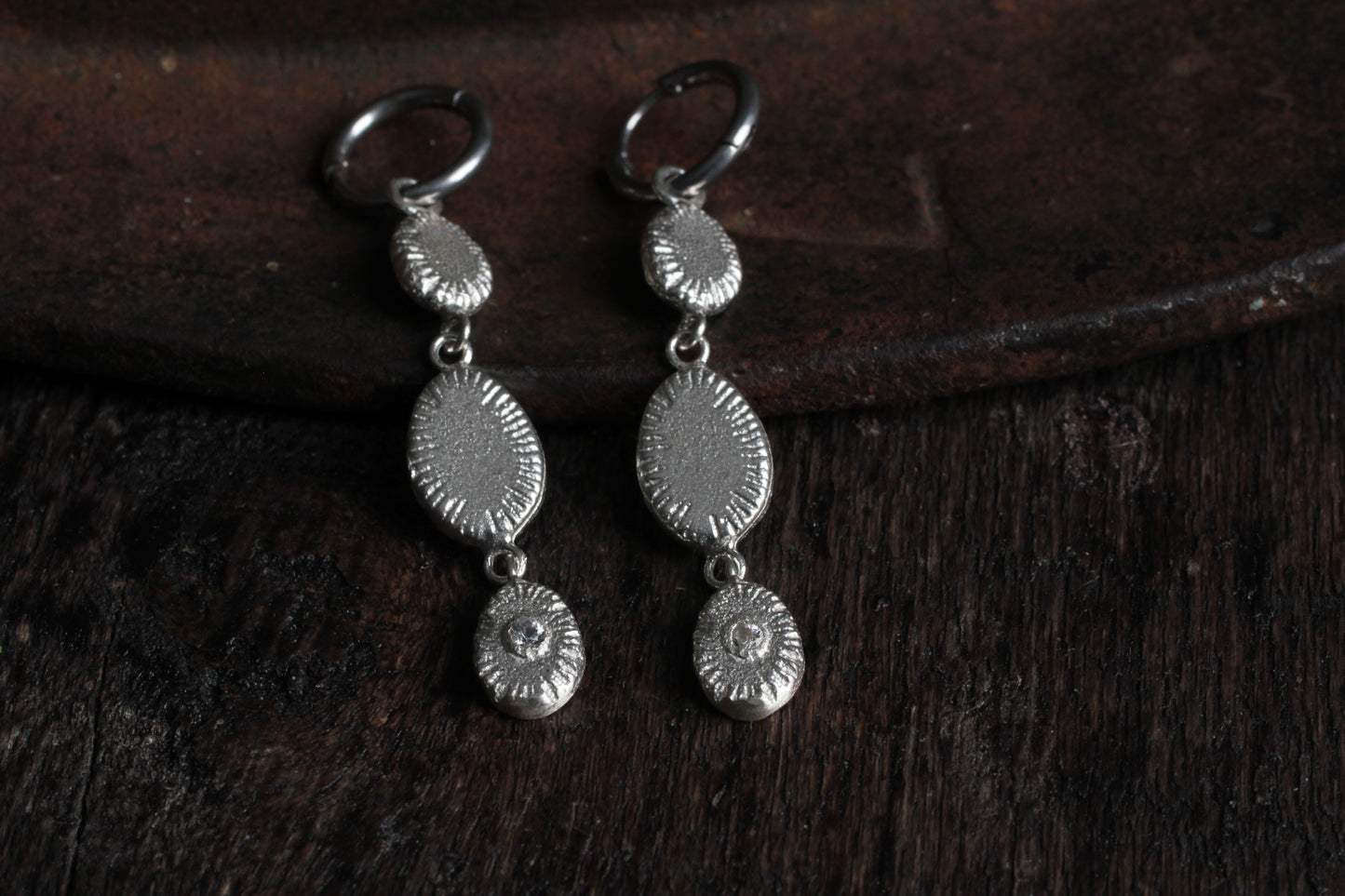 Three Circle Earrings | Herkimer Diamond