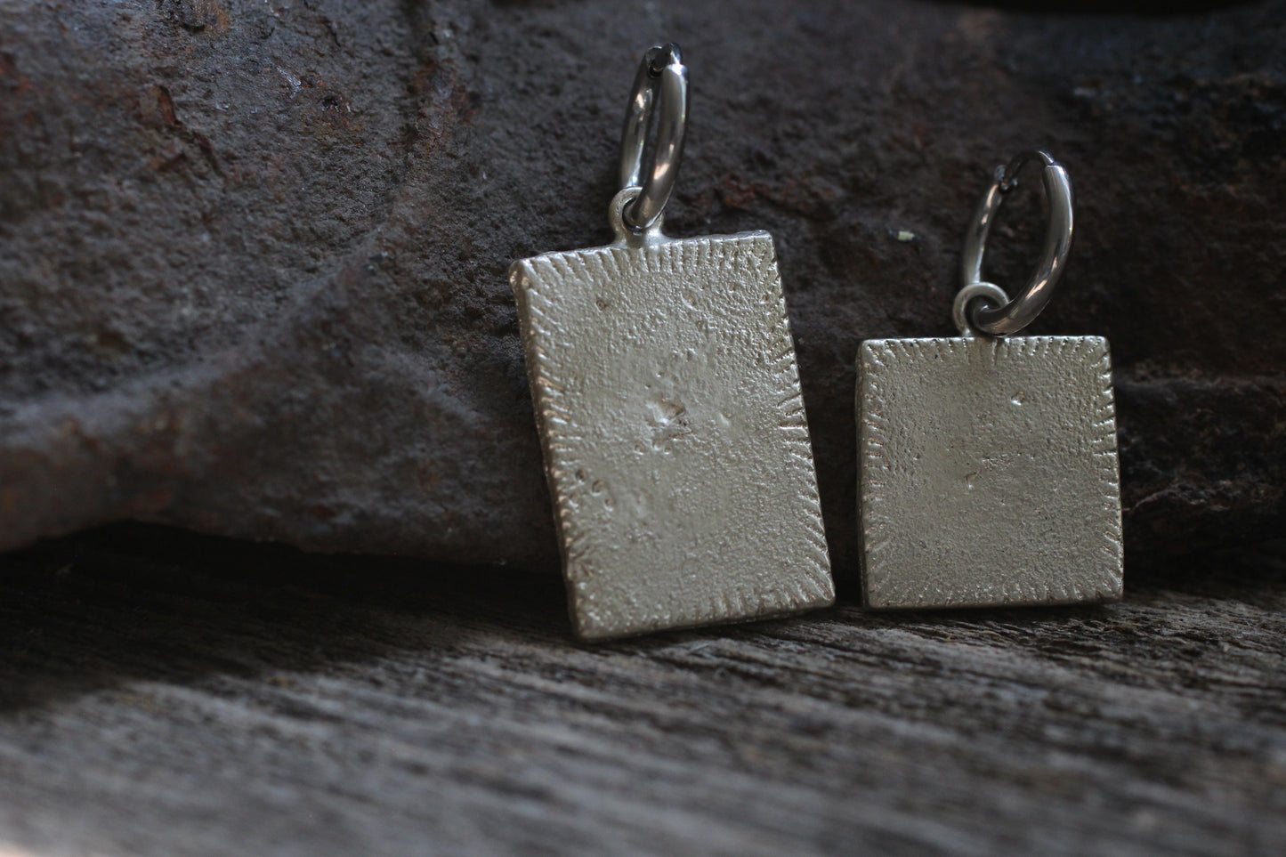 Sand Casted Earrings #10 | Silver