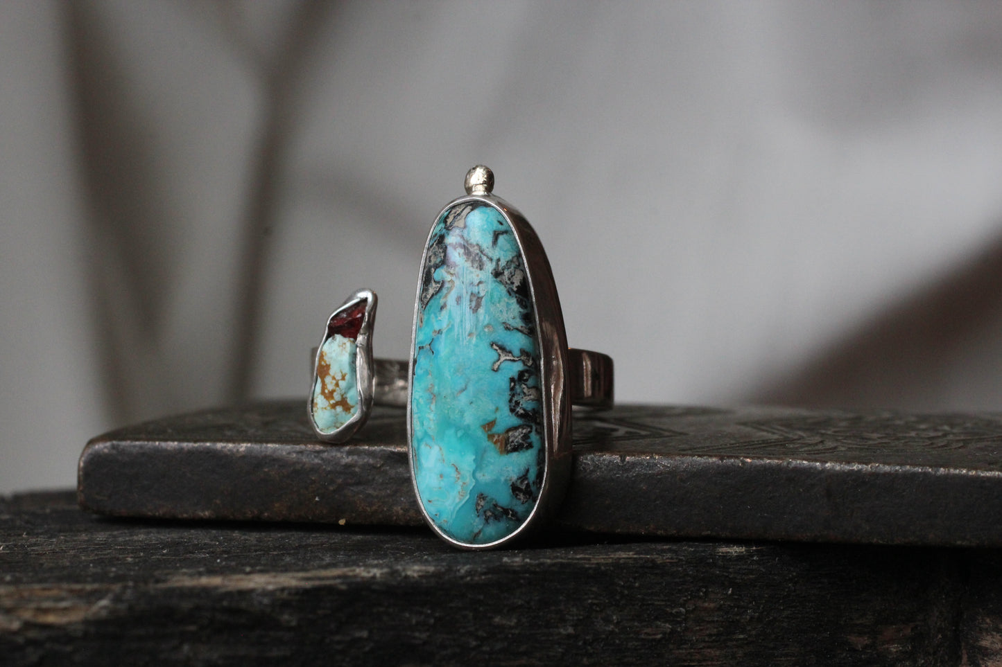 Turquoise and Garnet Ring