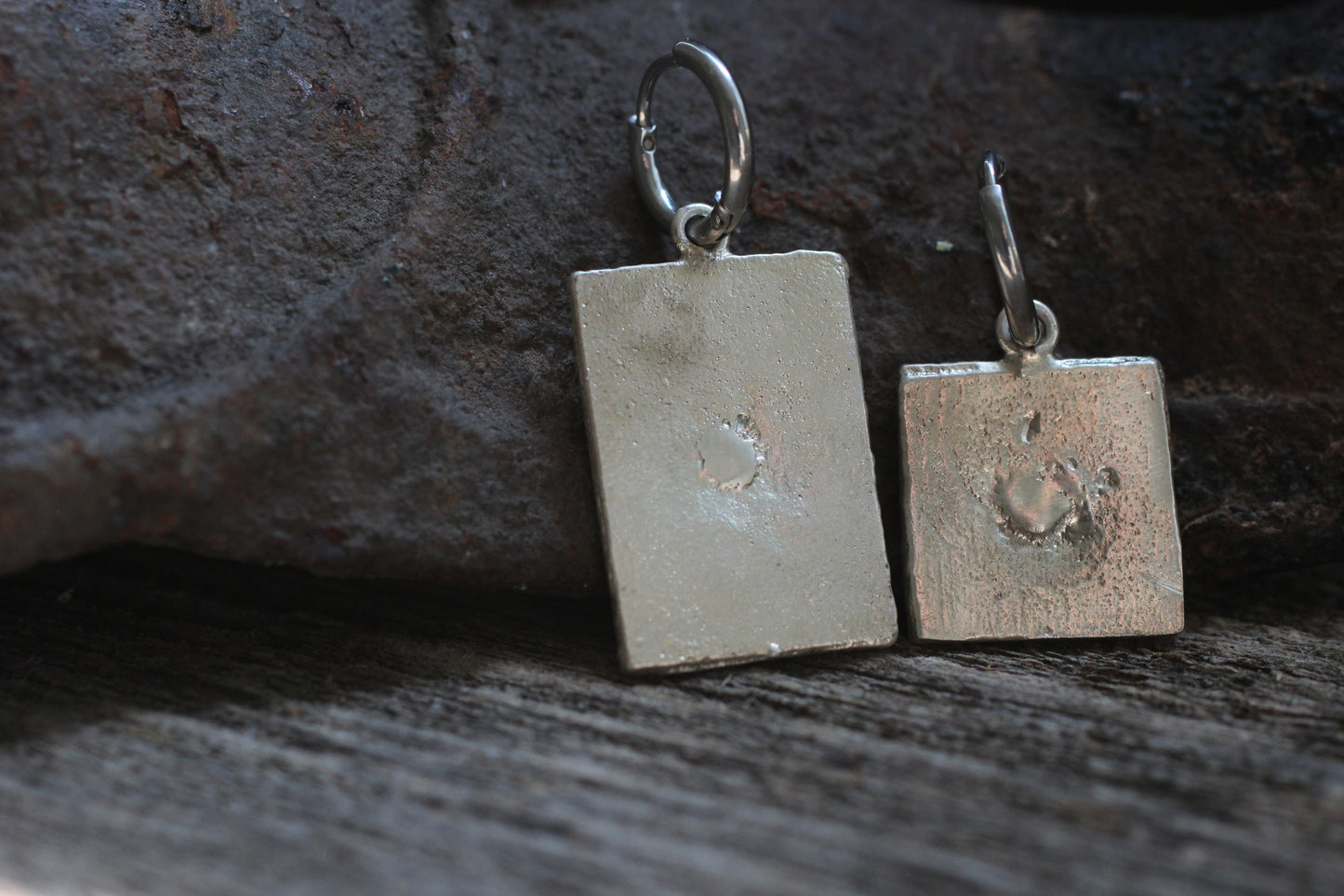 Sand Casted Earrings #10 | Silver