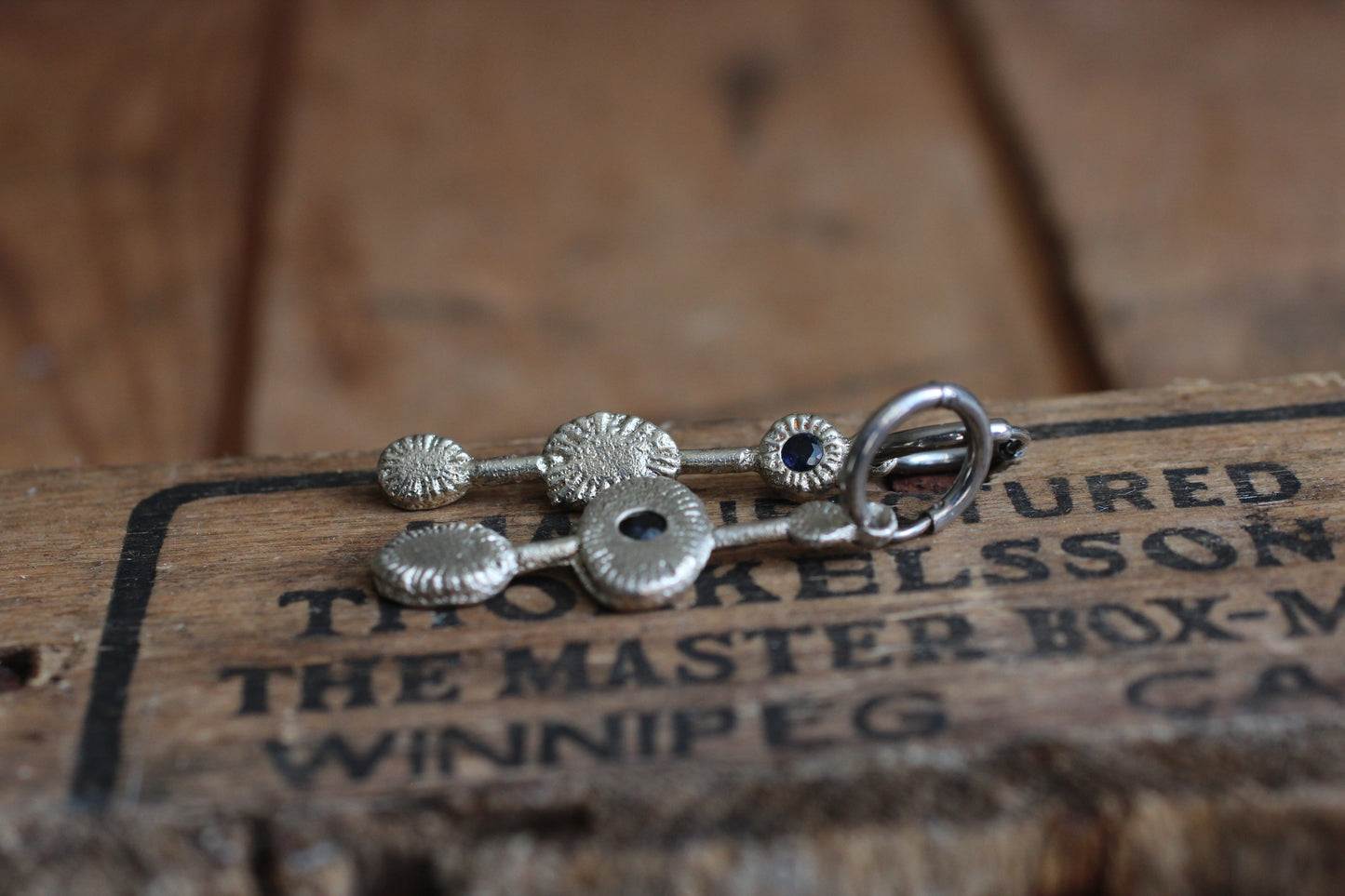 Dark Sapphire Earrings | Sand Casted