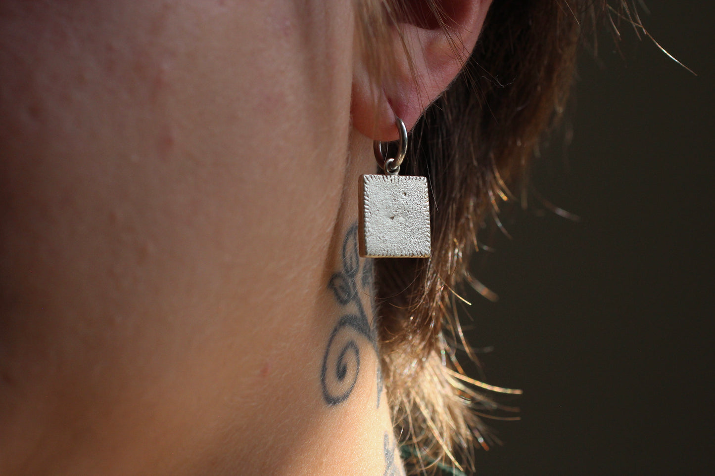 Sand Casted Earrings #10 | Silver