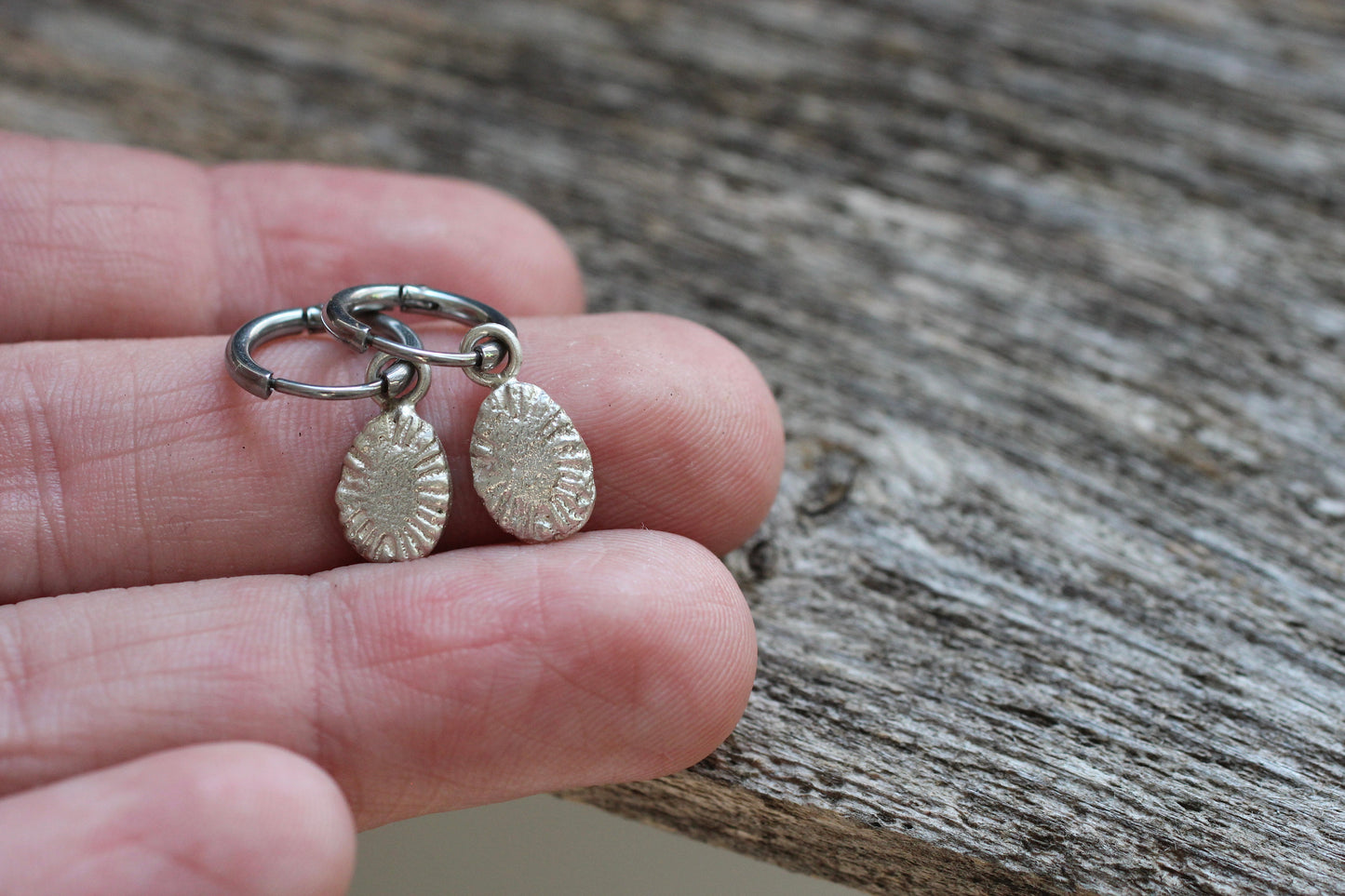 Sand Casted Earrings #8 | Silver