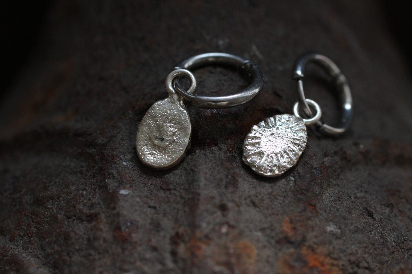 Sand Casted Earrings #8 | Silver