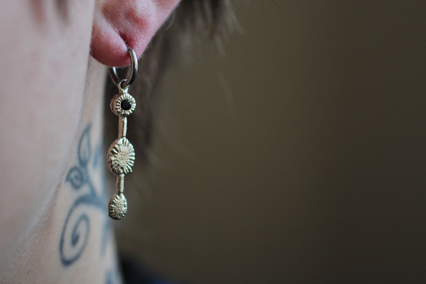 Dark Sapphire Earrings | Sand Casted