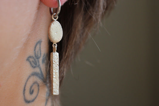 Sand Casted Earrings #9 | Silver