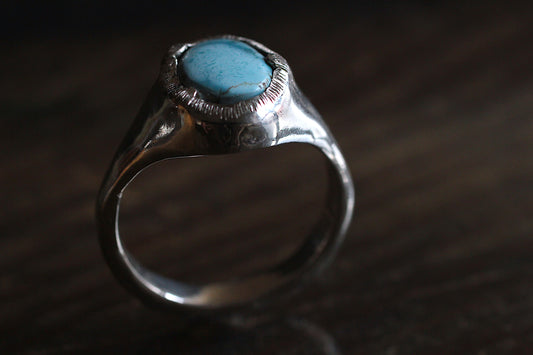Goldenhills turquoises | Signet type ring | 900coin style silver
