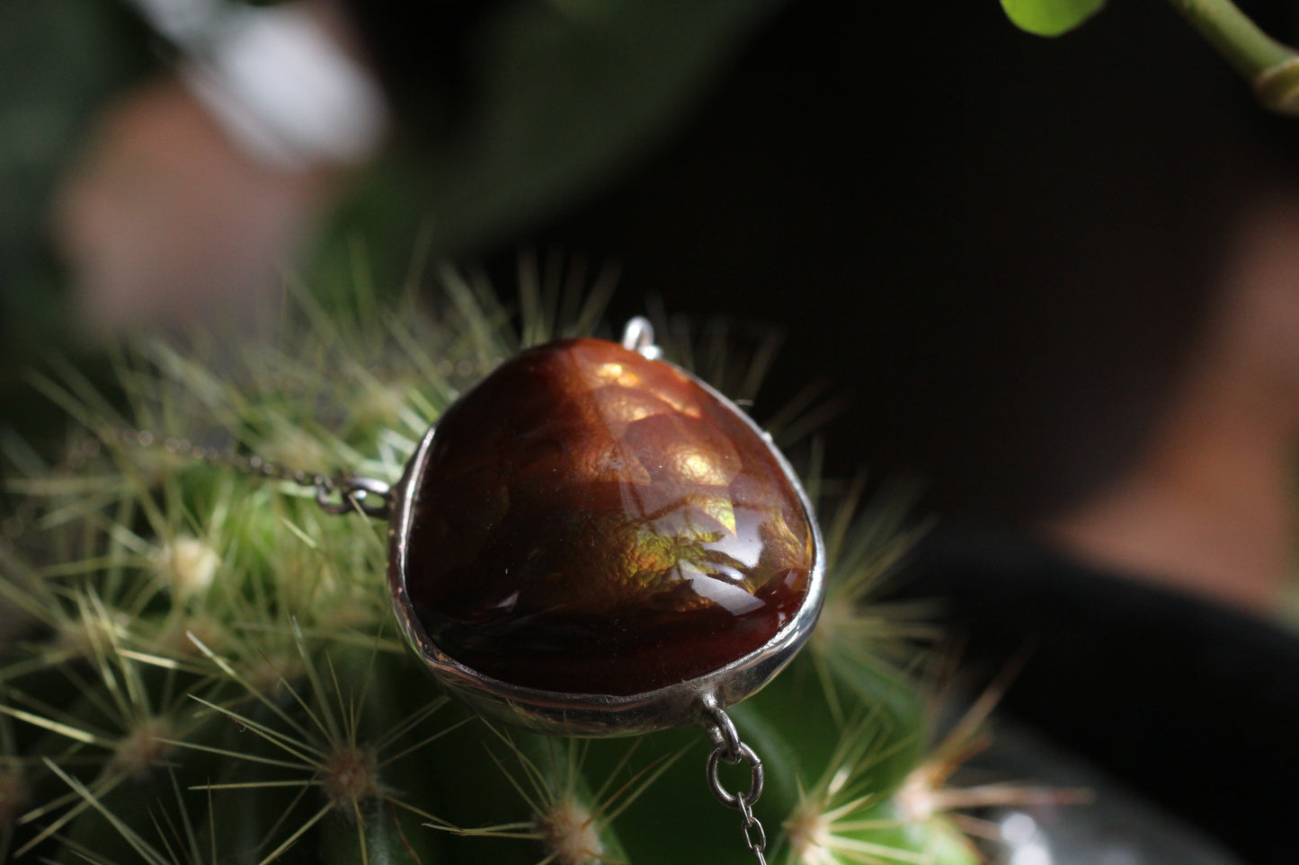 Hanging Fire Agate Pendant