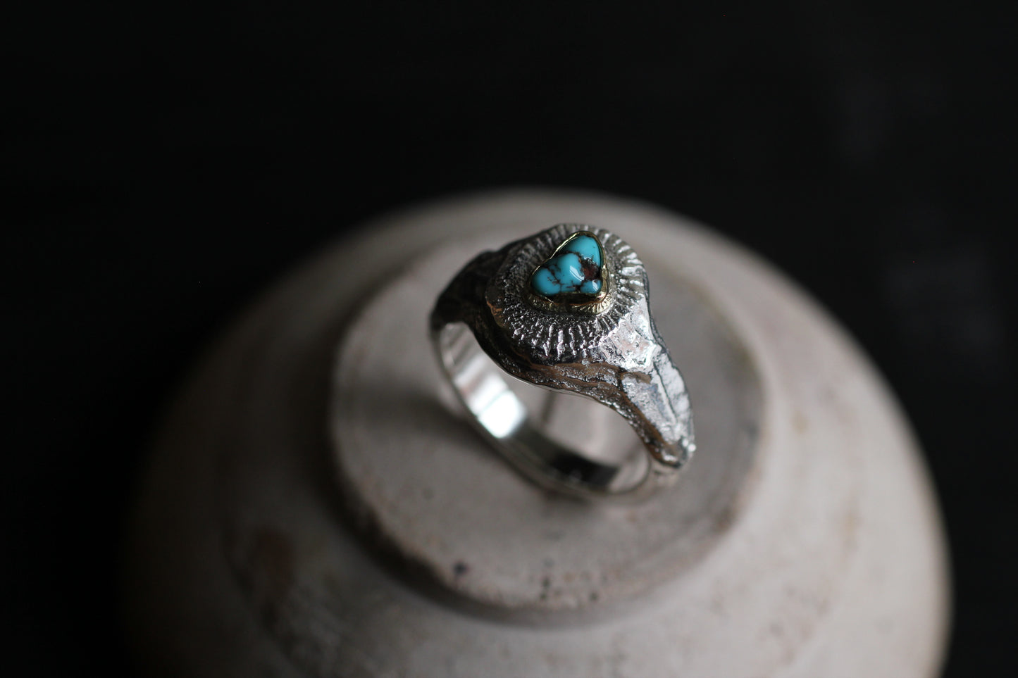 Melt Sun series | Apach Blue Turquoise | 18K Gold bezel & Silver950