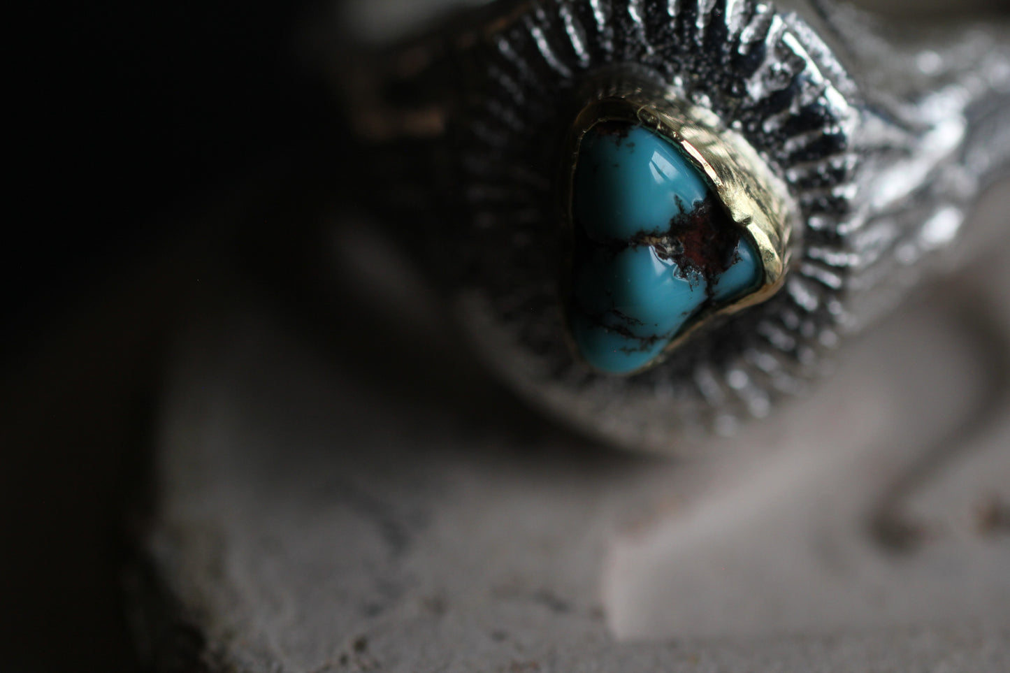 Melt Sun series | Apach Blue Turquoise | 18K Gold bezel & Silver950