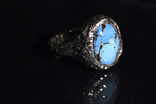 Melt 1 Ring | Goldenhills Turquoise | 900 coin style silver