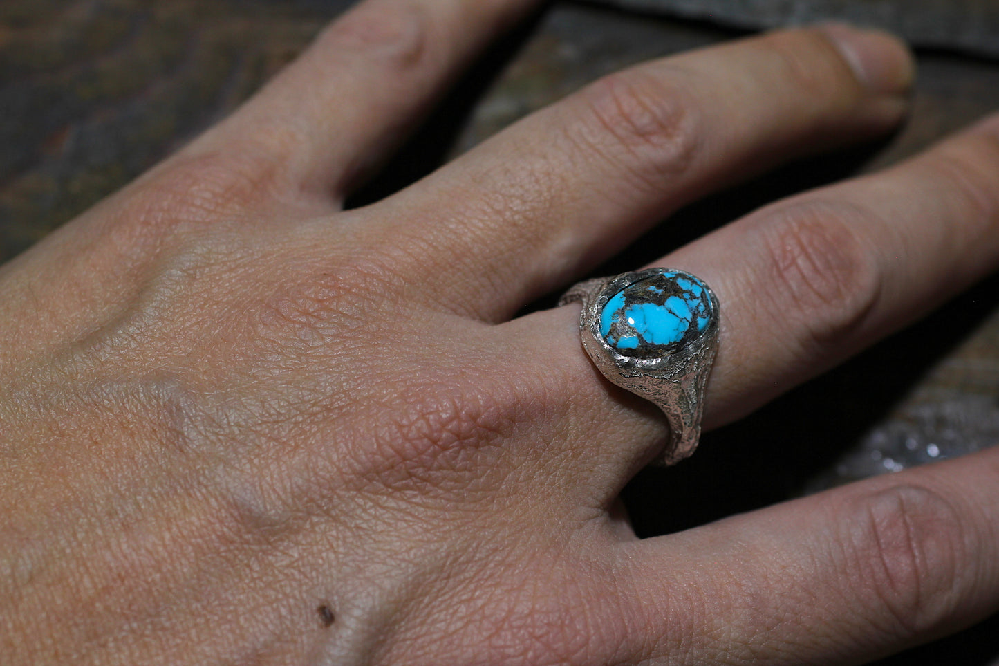 Melt 1 Ring | Sierra Nevada Turquoise | 900 coin style silver