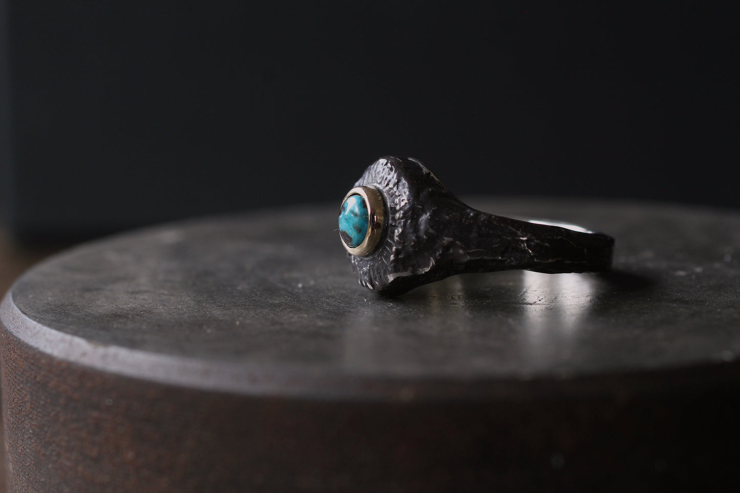 Melt Sun series | Bisbee Turquoise |900 coin style silver| 10k gold bezel