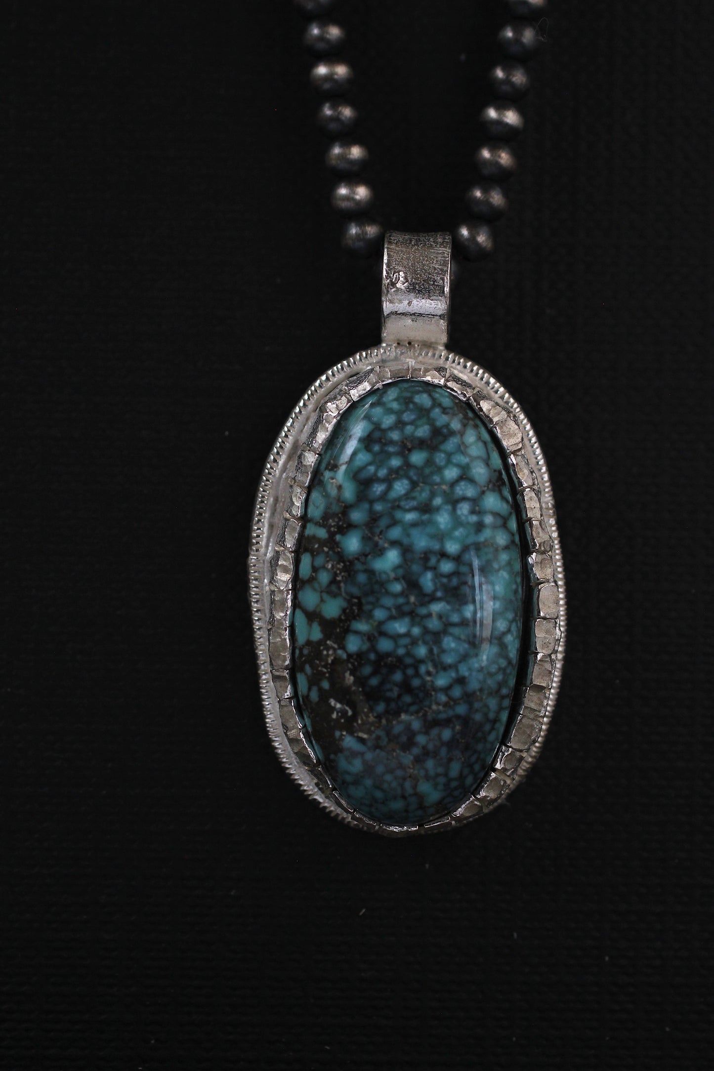 Blue moon turquoise | Black spider web |melt bezel | 925 silver