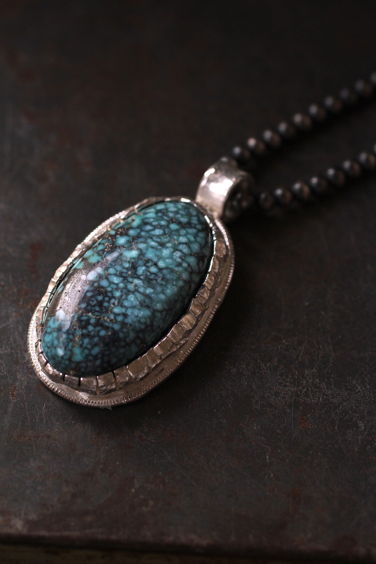 Blue moon turquoise | Black spider web |melt bezel | 925 silver