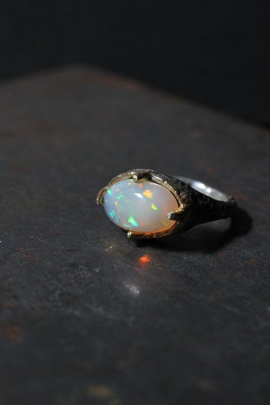 Candle stone creation | Black and Gold | silver and 18KGP