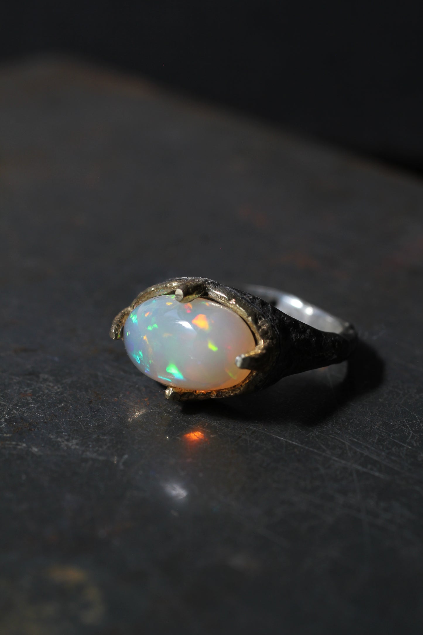 Candle stone creation | Black and Gold | silver and 18KGP