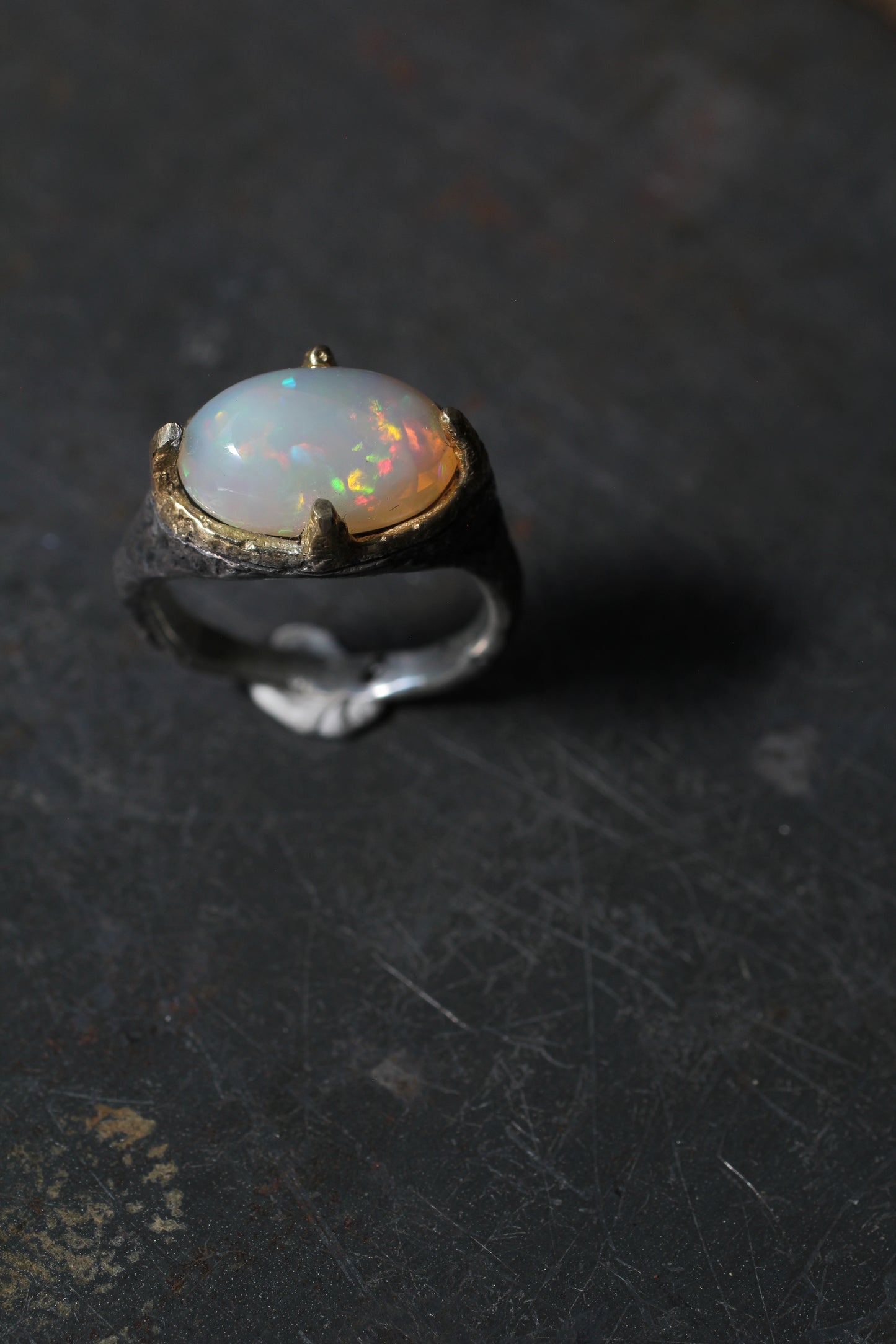 Candle stone creation | Black and Gold | silver and 18KGP