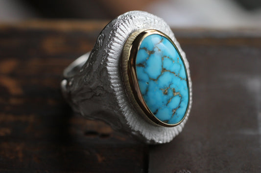 Melt 1 Series white & 14k Gold  | Kingman Turquoise (natural)