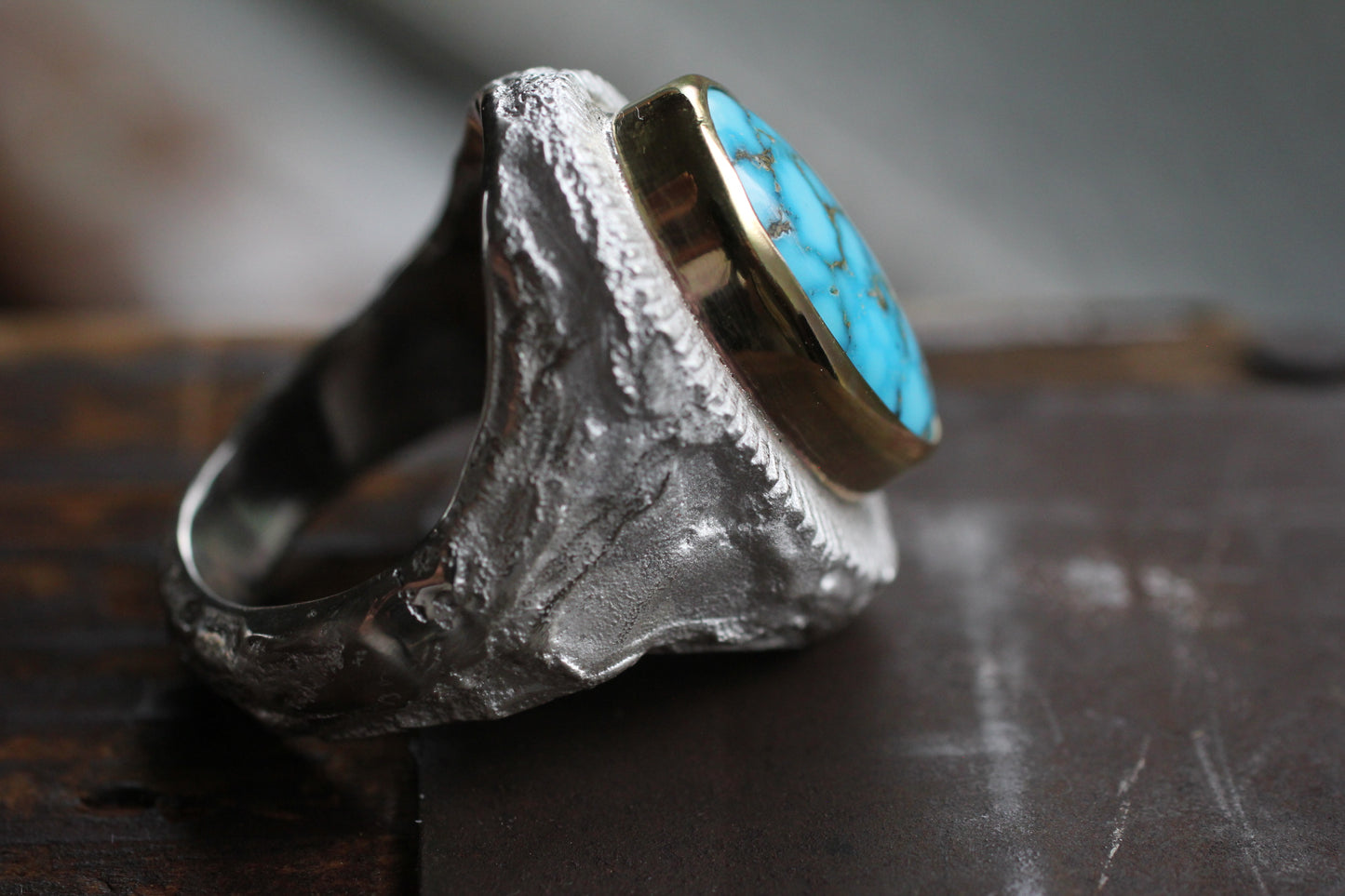 Melt 1 Series white & 14k Gold  | Kingman Turquoise (natural)